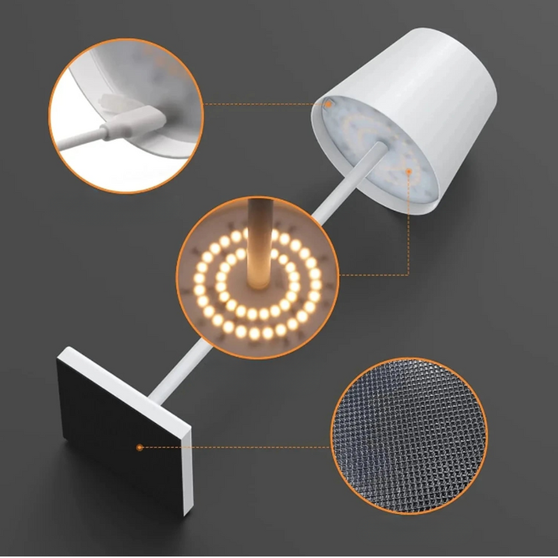 Luminária de Mesa LED Gaia Portátil - Recarregável - Ajustável ao toque